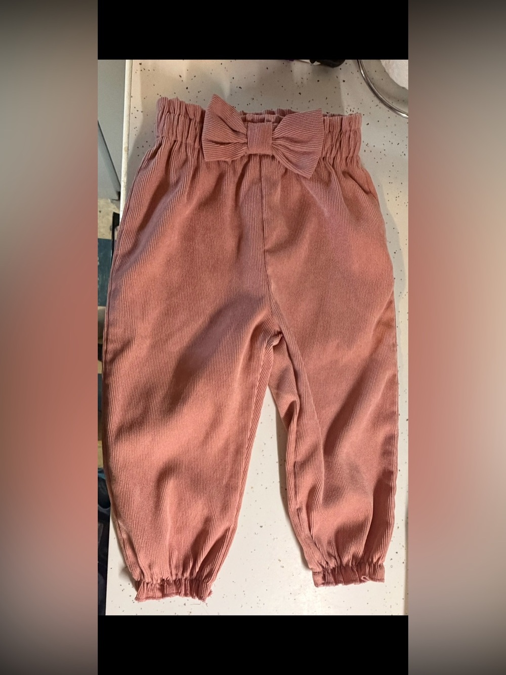 SHEIN Girls Rose Corduroy Bow-Waist Jogger Pants